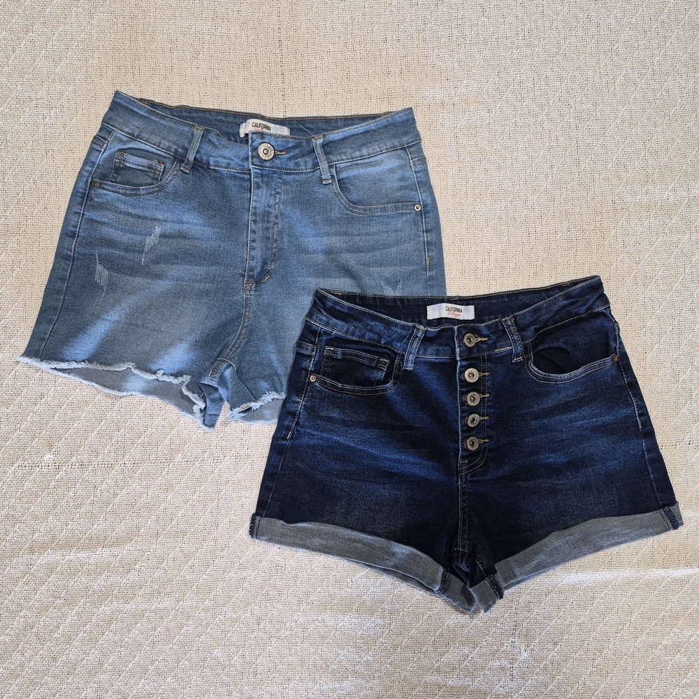 Bundle Of Stylish Light and Dark Blue Jean Shorts